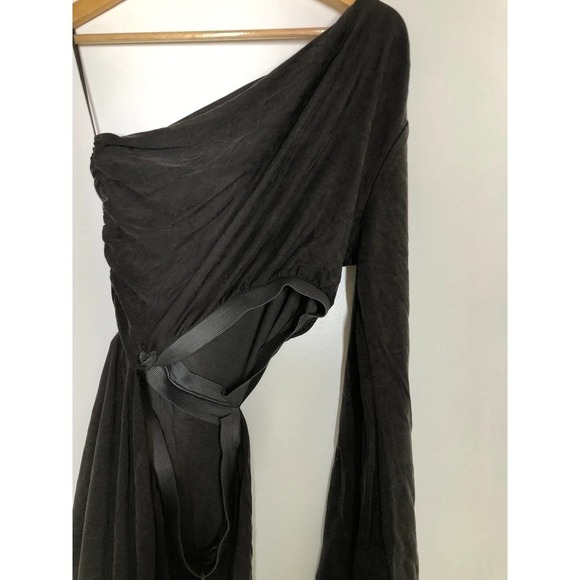 Something Navy One Shoulder Gown Cutout Maxi Black L - Picture 8 of 15